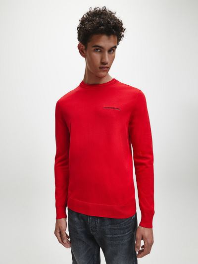 Calvin Klein Ruhák HU305001 | Calvin Klein Cotton Stretch Férfi Pulóver Piros